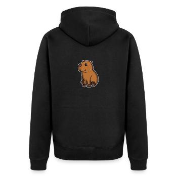 Süßer Wasserschwein Nagetier Capybara Geschenk - Unisex Premium Bio Zip Hoodie - Schwarz - Hinten - Nico (187cm)