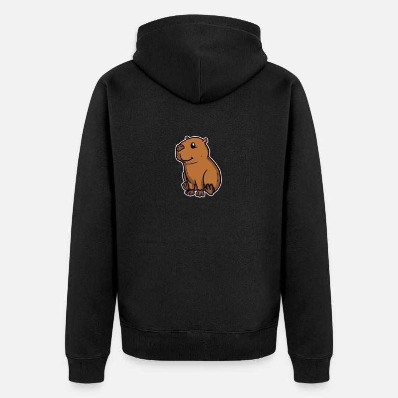 Doux d’eau Rongeur Capybara Cadeau - Veste à capuche bio Premium Unisexe - noir