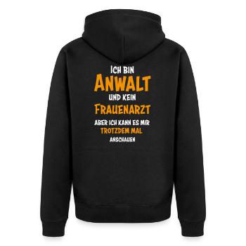 Anwalt Jurist Jura Richter Justiz - Unisex Premium Bio Zip Hoodie - Schwarz - Hinten - Nico (187cm)