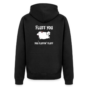 Samoyed Fluff Hund - Unisex Premium Bio Zip Hoodie - Schwarz - Hinten - Nico (187cm)
