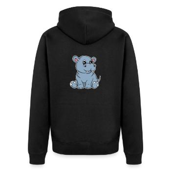Süßes Hippo Nilpferd Flusspferd Geschenk - Unisex Premium Bio Zip Hoodie - Schwarz - Hinten - Nico (187cm)