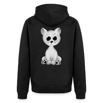 Katze - Unisex Premium Bio Zip Hoodie - Schwarz - Hinten - Nico (187cm)