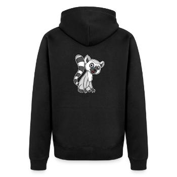 Süße Lemur Lemuren Geschenk - Unisex Premium Bio Zip Hoodie - Schwarz - Hinten - Nico (187cm)