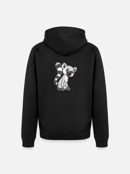 Süße Lemur Lemuren Geschenk - Unisex Premium Bio Zip Hoodie - Schwarz