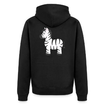 Zebra - Unisex Premium Bio Zip Hoodie - Schwarz - Hinten - Nico (187cm)