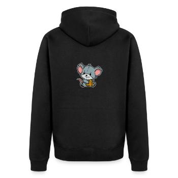 Cute Little Mouse Rat Animal Gift Idea - Unisex Premium Organic Zip Hoodie - black - Back - Nico (187cm)