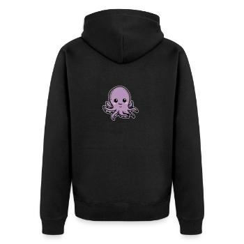 Lustiges Krake Oktopus Tintenfisch Geschenk - Unisex Premium Bio Zip Hoodie - Schwarz - Hinten - Nico (187cm)