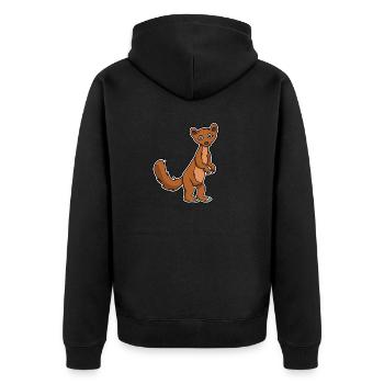 Lustiges Marder Frettchen Wiesel Geschenk - Unisex Premium Bio Zip Hoodie - Schwarz - Hinten - Nico (187cm)