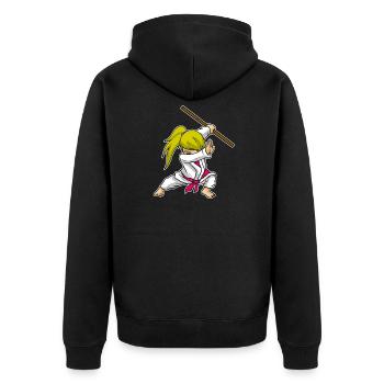 Funny Kung Fu Dabbing Girl Martial Arts Gift - Unisex Premium Organic Zip Hoodie - black - Back - Nico (187cm)
