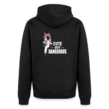 Cute Unicorn Taekwondo Kung Fu Fighter Gift Idea - Unisex Premium Organic Zip Hoodie - black - Back - Nico (187cm)