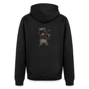 Funny Dabbing Ferret Dab Dance Polecat Lover Gift - Unisex Premium Organic Zip Hoodie - black - Back - Nico (187cm)