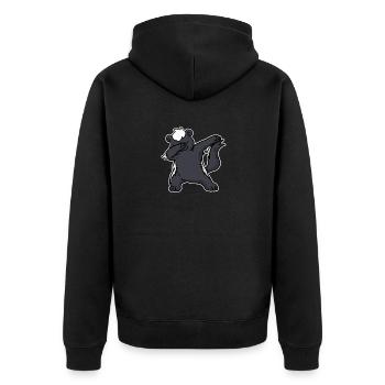 Lustiges Dabbing Dachs Geschenk - Unisex Premium Bio Zip Hoodie - Schwarz - Hinten - Nico (187cm)