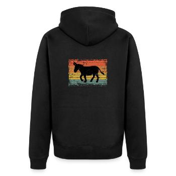 Vintage Esel Maultier Tier Geschenk - Unisex Premium Bio Zip Hoodie - Schwarz - Hinten - Nico (187cm)
