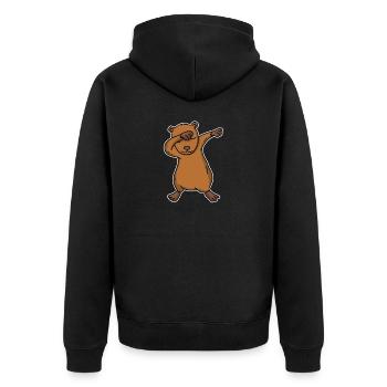 Lustiges Dabbing Capybara Geschenk - Unisex Premium Bio Zip Hoodie - Schwarz - Hinten - Nico (187cm)