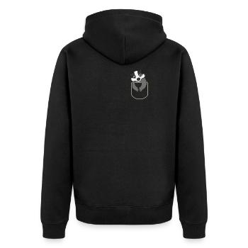 Dachs in Der Brusttasche Mustelidae T-Shirt - Unisex Premium Bio Zip Hoodie - Schwarz - Hinten - Nico (187cm)