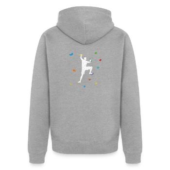Bouldering Wall Climber Gift Idea - Unisex Premium Organic Zip Hoodie - heather grey - Back - Nico (187cm)