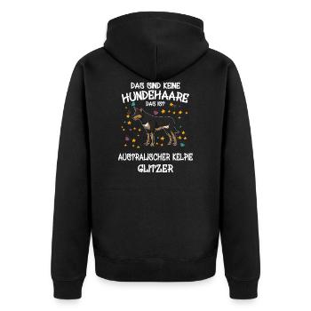 Australischer Kelpie Glitzer Hunde Halter Geschenk - Unisex Premium Bio Zip Hoodie - Schwarz - Hinten - Nico (187cm)