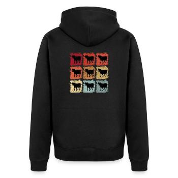 Retro Pop Art Kuh Rind Stier - Unisex Premium Bio Zip Hoodie - Schwarz - Hinten - Nico (187cm)