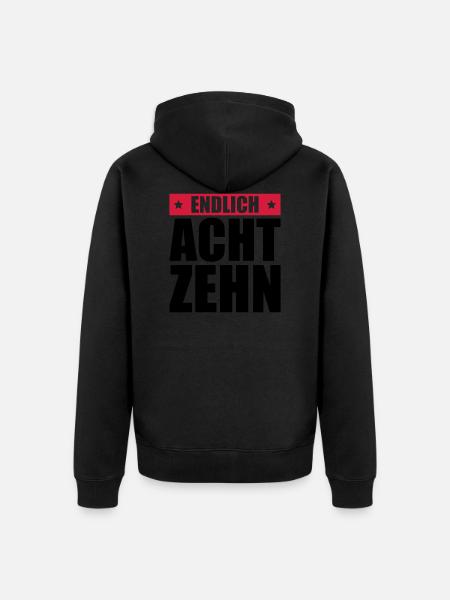 endlich 18 jahre - Unisex Premium Bio Zip Hoodie - Schwarz