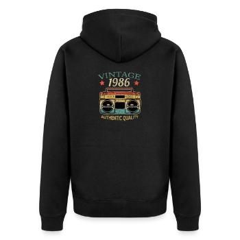 Vintage 1986 Anniversaire Radio Authentic Quality - Veste à capuche bio Premium Unisexe - noir - Dos - Nico (187cm)