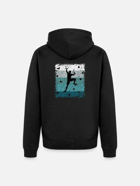 Vintage Bouldern Boulderer Geschenk - Unisex Premium Bio Zip Hoodie - Schwarz