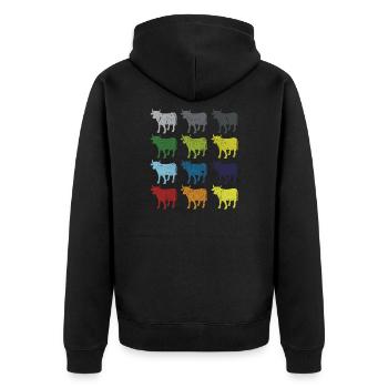 Néon Pop Art Rétro Vache Vache Agriculteur Cadeau - Veste à capuche bio Premium Unisexe - noir - Dos - Nico (187cm)