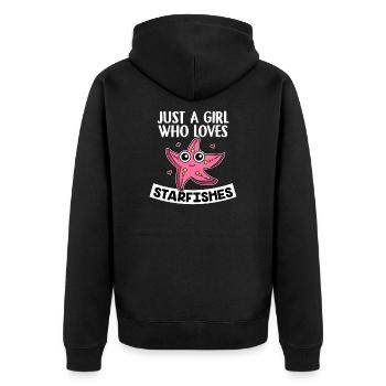 Just A Girl Who Loves Starfishes Seestern Kostüm - Unisex Premium Bio Zip Hoodie - Schwarz - Hinten - Nico (187cm)