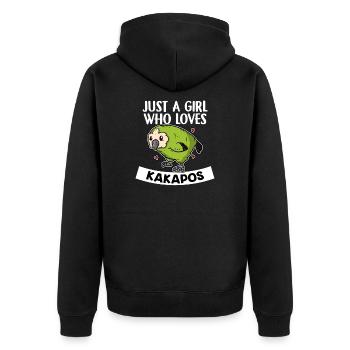 Just A Girl Who Loves Kakapos Cute Kakapo Costume - Unisex Premium Organic Zip Hoodie - black - Back - Nico (187cm)