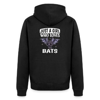 Just A Girl Who Loves Bats Fledermaus Kostüm - Unisex Premium Bio Zip Hoodie - Schwarz - Hinten - Nico (187cm)