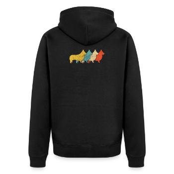 Vintage Retro Pop Art Corgi chien - Veste à capuche bio Premium Unisexe - noir - Dos - Nico (187cm)