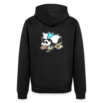 Panda Perfektes Wochenende Witziges Gamer Geschenk - Unisex Premium Bio Zip Hoodie - Schwarz - Hinten - Nico (187cm)