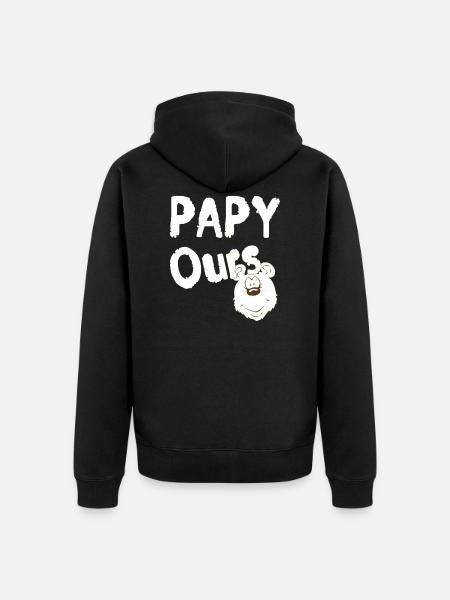 Papy Ours blanc - Veste à capuche bio Premium Unisexe - noir