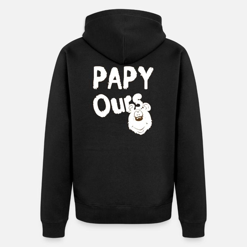 Papy Ours blanc - Veste à capuche bio Premium Unisexe - noir