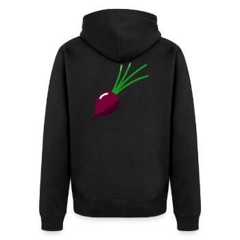 Rübe - Illustration - Unisex Premium Bio Zip Hoodie - Schwarz - Hinten - Nico (187cm)