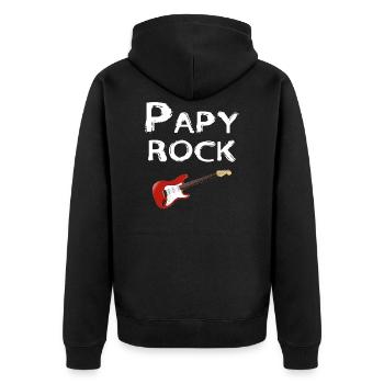 Papy rock white electric guitar - Unisex Premium Organic Zip Hoodie - black - Back - Nico (187cm)