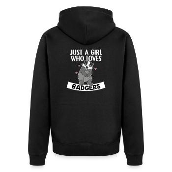 Just A Girl Who Loves Badgers Dachs Kostüm - Unisex Premium Bio Zip Hoodie - Schwarz - Hinten - Nico (187cm)