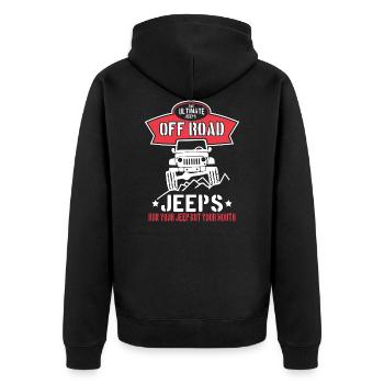 Off Road Jeep1 - Unisex Premium Bio Zip Hoodie - Schwarz - Hinten - Nico (187cm)