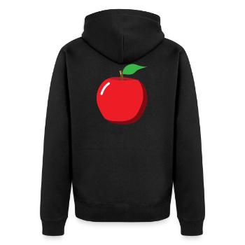 Apfel - Illustration - Unisex Premium Bio Zip Hoodie - Schwarz - Hinten - Nico (187cm)