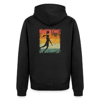 Vintage Dunk basket fille cadeau - Veste à capuche bio Premium Unisexe - noir - Dos - Nico (187cm)