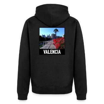 Bridge of flowers in Valencia - Unisex Premium Organic Zip Hoodie - black - Back - Nico (187cm)