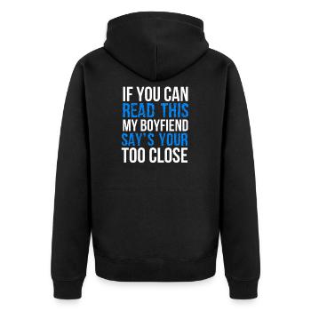 Freundin Liebe Paar GF Valentinstag Geschenk - Unisex Premium Bio Zip Hoodie - Schwarz - Hinten - Nico (187cm)