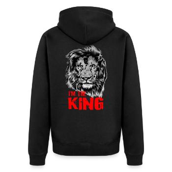 Roi Lion Afrique Papa cool "je suis le roi" - Veste à capuche bio Premium Unisexe - noir - Dos - Nico (187cm)