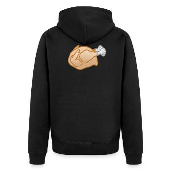 Brathähnchen Braten - Unisex Premium Bio Zip Hoodie - Schwarz - Hinten - Nico (187cm)