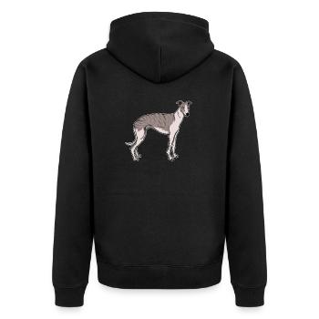 Whippet Dog Owner Gift Idea - Unisex Premium Organic Zip Hoodie - black - Back - Nico (187cm)