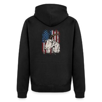 USA Amérique drapeau caprins idée cadeau - Veste à capuche bio Premium Unisexe - noir - Dos - Nico (187cm)