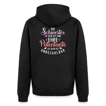 Patentante - Unisex Premium Bio Zip Hoodie - Schwarz - Hinten - Nico (187cm)
