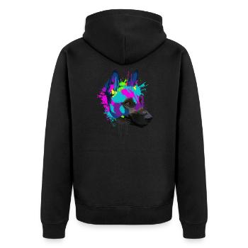 Splash Art Malinois chien propriétaire cadeau - Veste à capuche bio Premium Unisexe - noir - Dos - Nico (187cm)