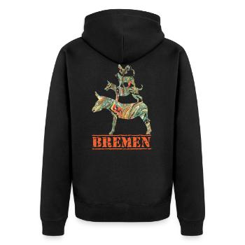 bremen e 200 - Unisex Premium Bio Zip Hoodie - Schwarz - Hinten - Nico (187cm)