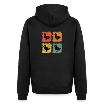 Duck Goose Retro Pop Art Gift - Unisex Premium Organic Zip Hoodie - black - Back - Nico (187cm)
