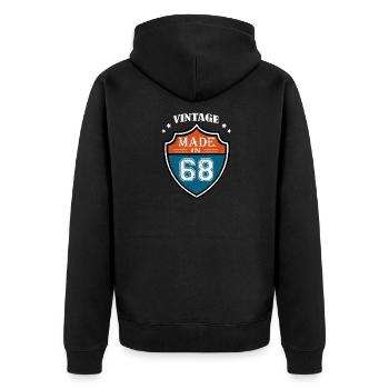 Vintage Made In 68 Sport 1968 Geburtstags Geschenk - Unisex Premium Bio Zip Hoodie - Schwarz - Hinten - Nico (187cm)